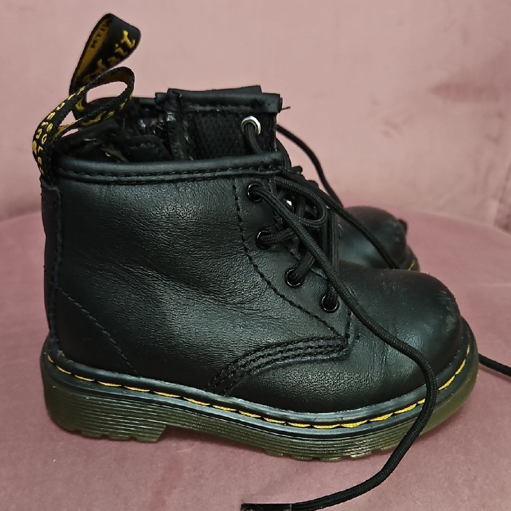 Black Leather Kids Boots